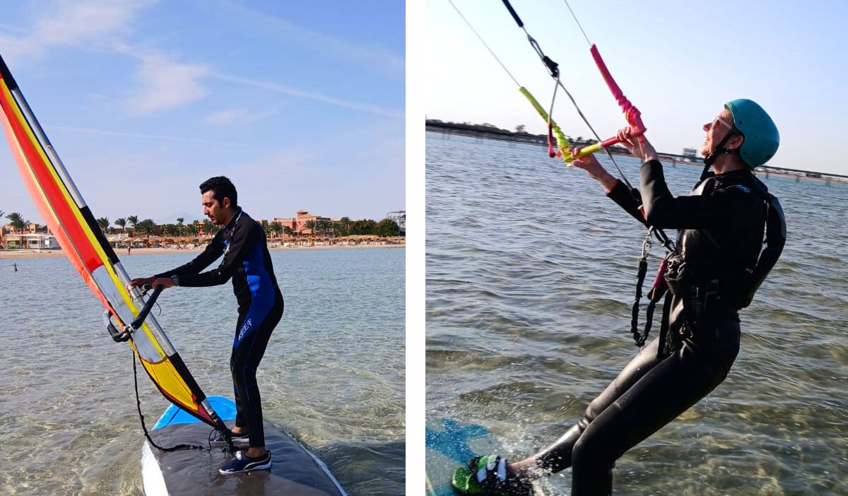 Comparación de kitesurf y windsurf de lado a lado
