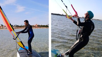Comparación de kitesurf y windsurf de lado a lado