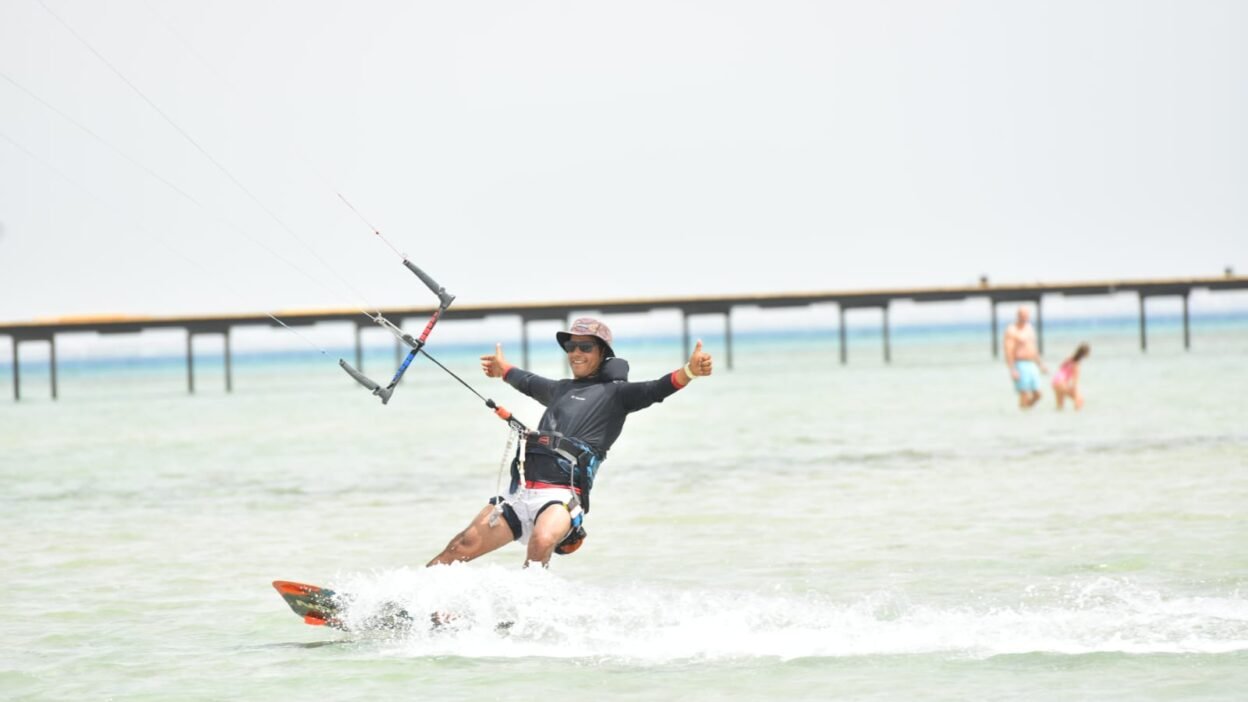 Bebo Adly coaching advanced kitesurfer with video analysis Masters Surf School